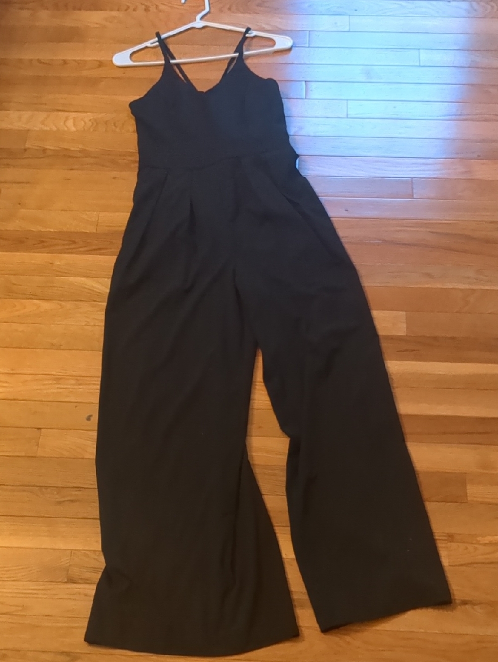 HALARA Black Wide-Leg Spaghetti-Strap Jumpsuit